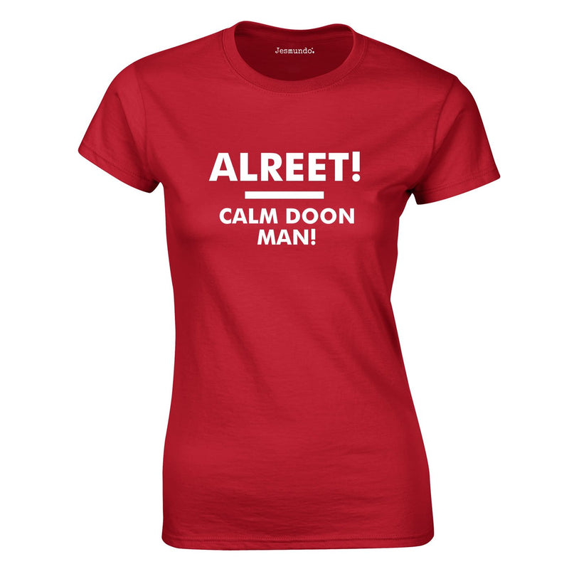 Alreet Calm Doon Man Ladies Tee In Red