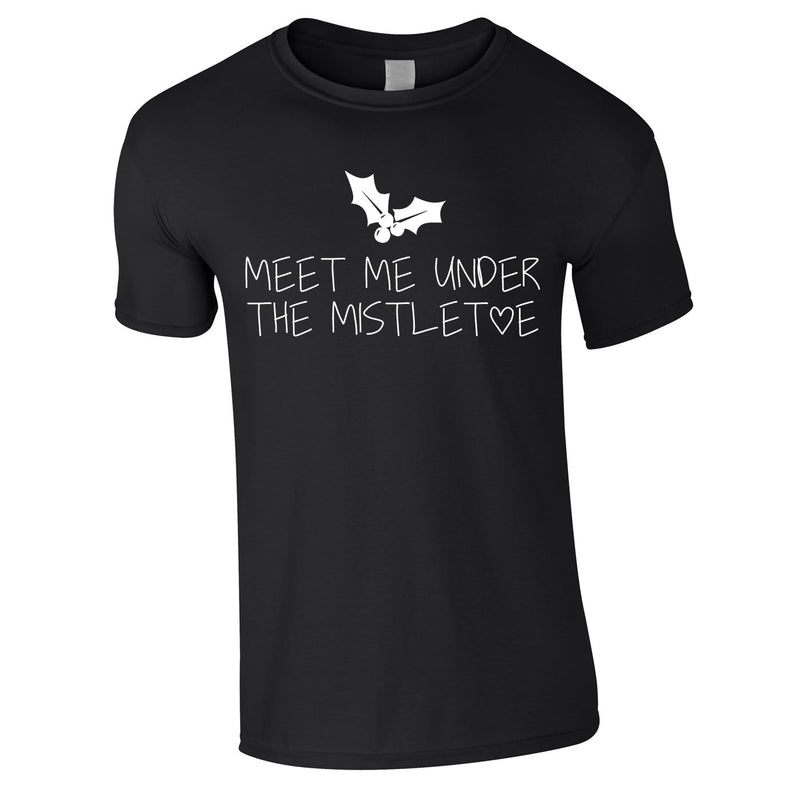 Meet Me Under The Mistletoe Men's Tee In Black