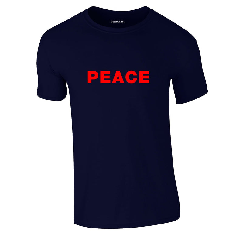 Peace Slogan Tee In Navy